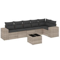 Set Divani da Giardino 7pz con Cuscini Grigio Chiaro Polyrattan 3254939