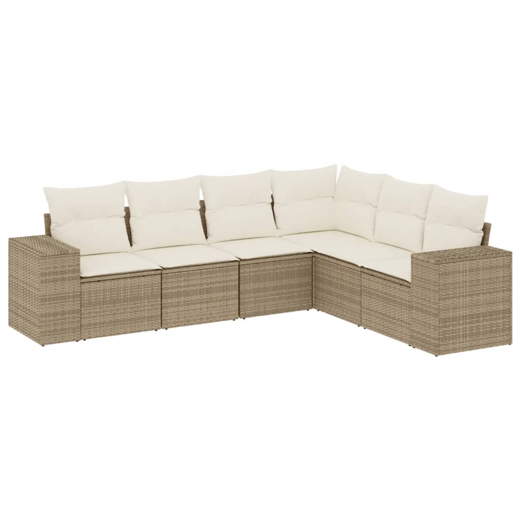 Set Divano da Giardino 6 pz con Cuscini Beige in Polyrattancod mxl 89210