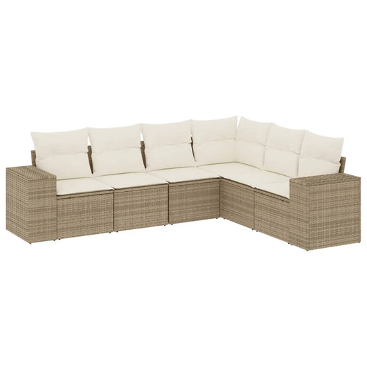 Set Divano da Giardino 6 pz con Cuscini Beige in Polyrattancod mxl 89210