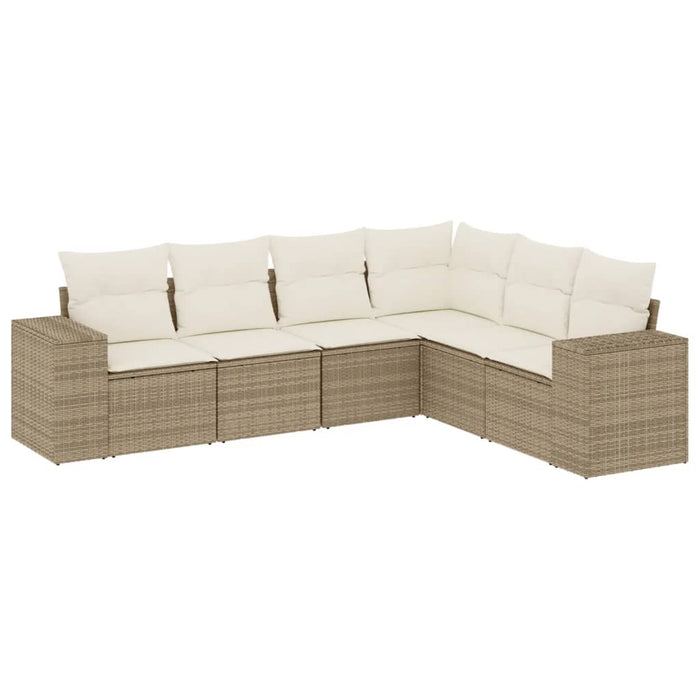 Set Divano da Giardino 6 pz con Cuscini Beige in Polyrattancod mxl 89210