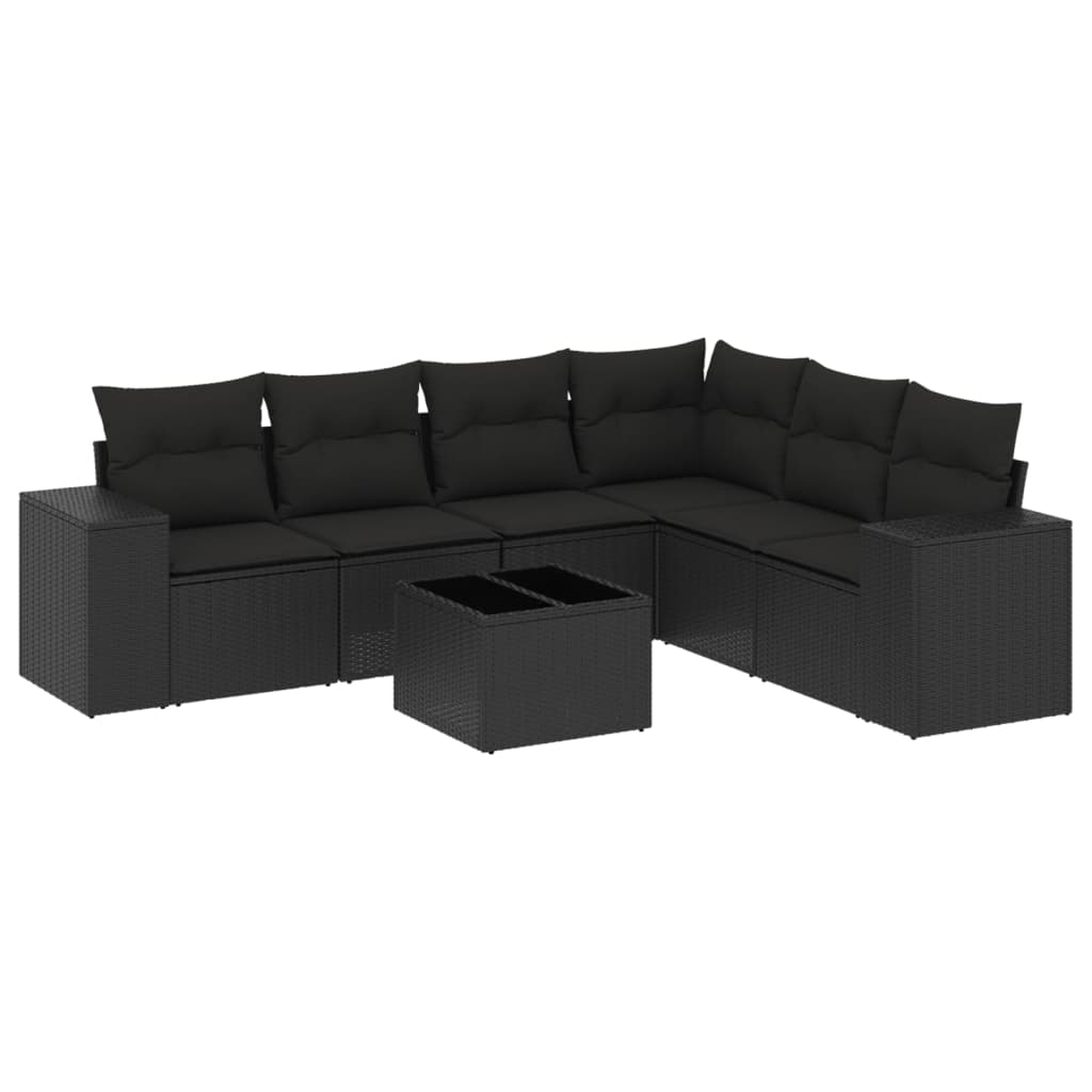 Set Divani da Giardino con Cuscini 7pz Nero Polyrattan 3254952