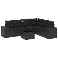Set Divani da Giardino con Cuscini 7pz Nero Polyrattan 3254952
