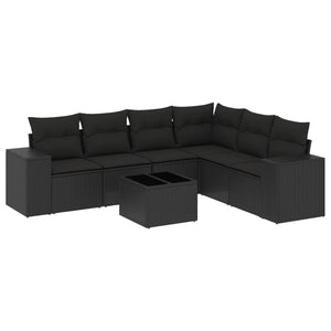 Set Divani da Giardino con Cuscini 7pz Nero Polyrattan 3254952