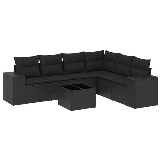 Set Divani da Giardino con Cuscini 7pz Nero Polyrattan 3254952