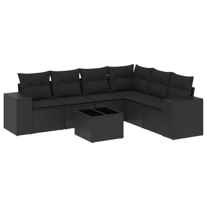 Set Divani da Giardino con Cuscini 7pz Nero Polyrattan 3254952