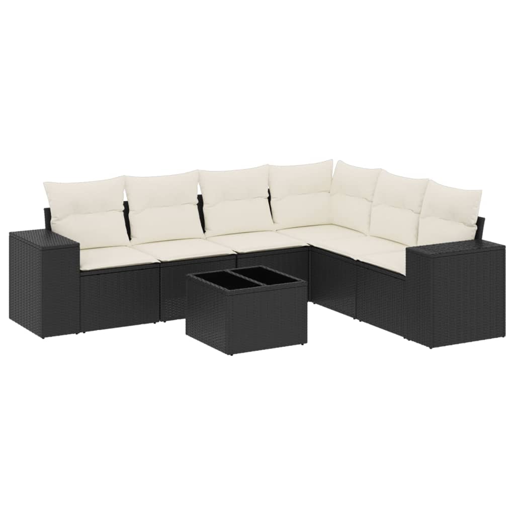 Set Divani da Giardino con Cuscini 7pz Nero Polyrattancod mxl 89212