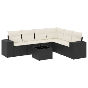 Set Divani da Giardino con Cuscini 7pz Nero Polyrattancod mxl 89212
