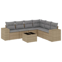 Set Divani da Giardino 7 pz con Cuscini Beige in Polyrattan 3254956
