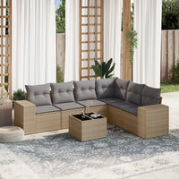 Set Divani da Giardino 7 pz con Cuscini Beige in Polyrattan 3254956
