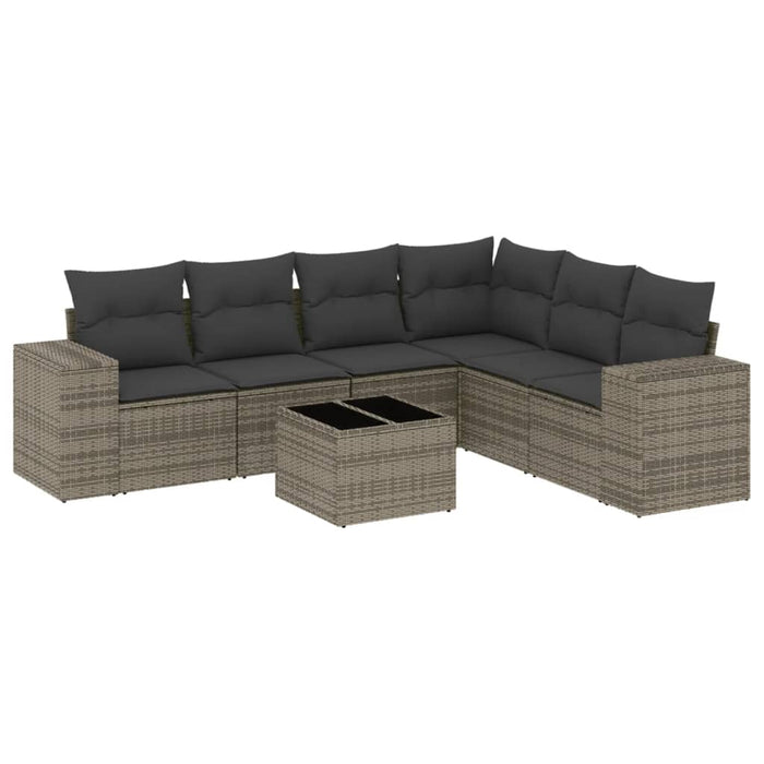 Set Divani da Giardino 7 pz con Cuscini Grigio in Polyrattan 3254957