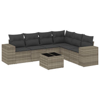 Set Divani da Giardino 7pz con Cuscini Grigio Chiaro Polyrattan 3254959