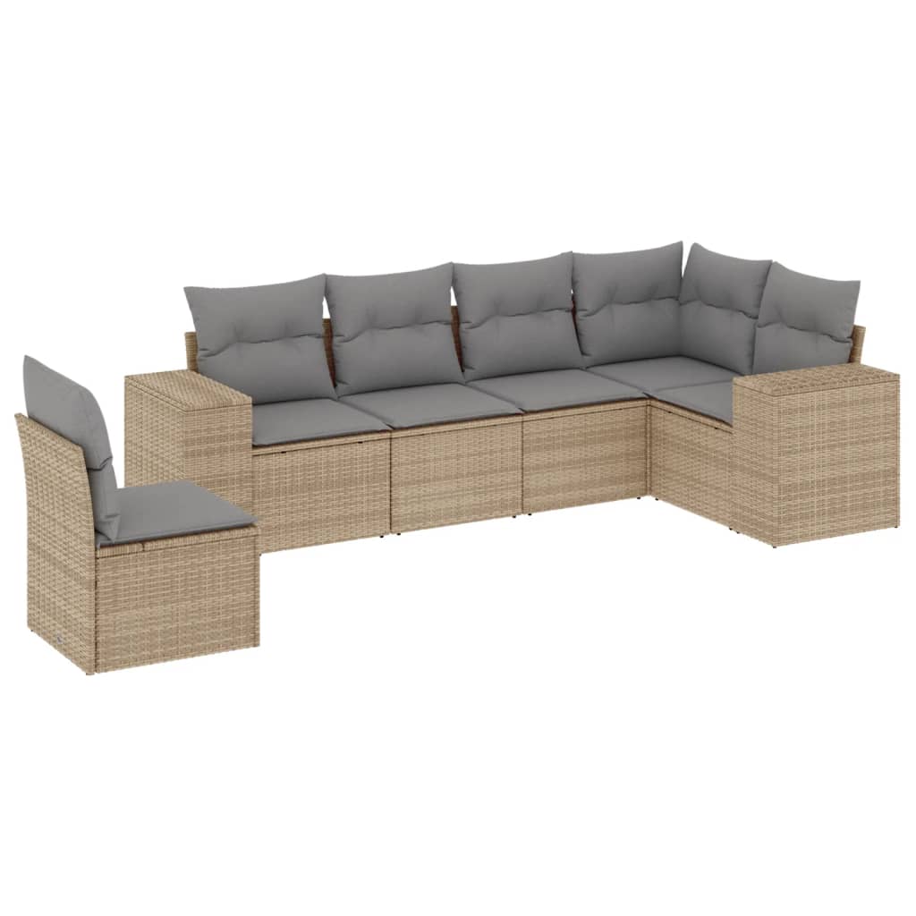 Set Divano da Giardino 6 pz con Cuscini Beige in Polyrattancod mxl 90483