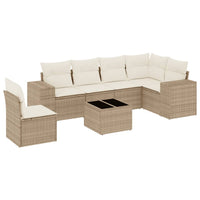 Set Divani da Giardino 7 pz con Cuscini Beige in Polyrattan 3254975