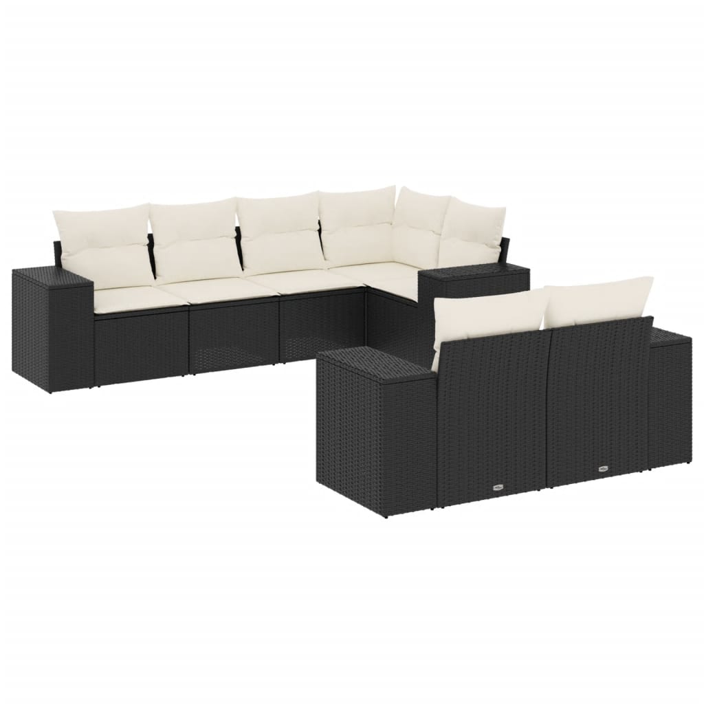Set Divani da Giardino con Cuscini 7pz Nero Polyrattancod mxl 89214