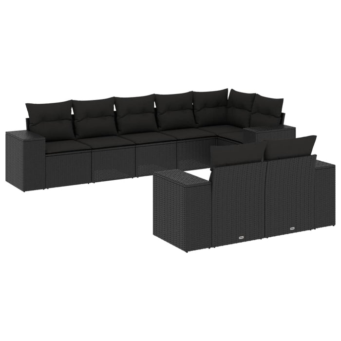 Set Divani da Giardino con Cuscini 8 pz Nero in Polyrattan 3255152