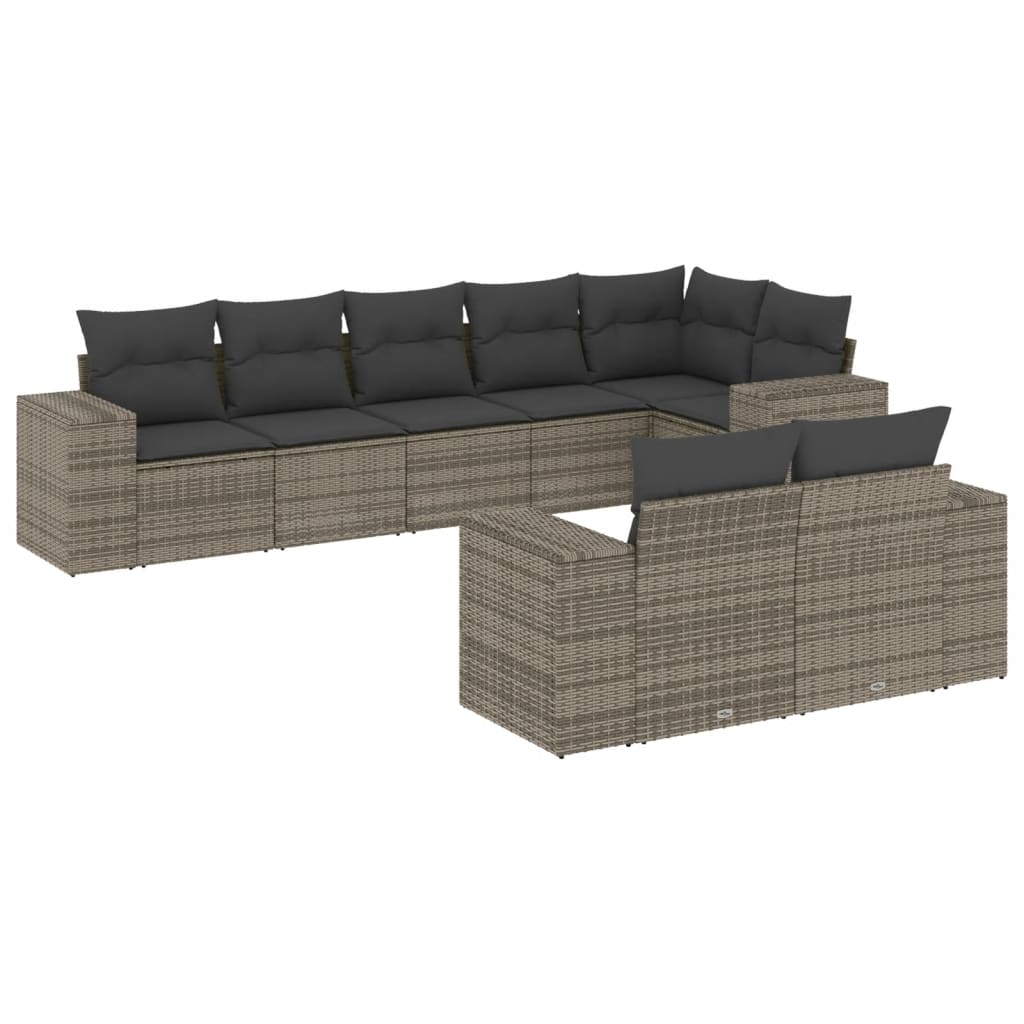 Set Divano da Giardino 8 pz con Cuscini Grigio in Polyrattancod mxl 90892