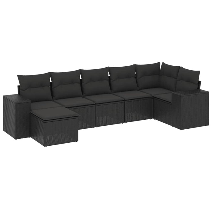 Set Divani da Giardino con Cuscini 7pz Nero Polyrattan 3255212