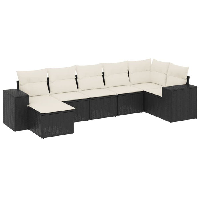 Set Divani da Giardino con Cuscini 7pz Nero Polyrattan 3255213
