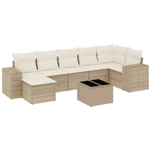 Set Divano da Giardino 8 pz con Cuscini Beige in Polyrattan 3255225