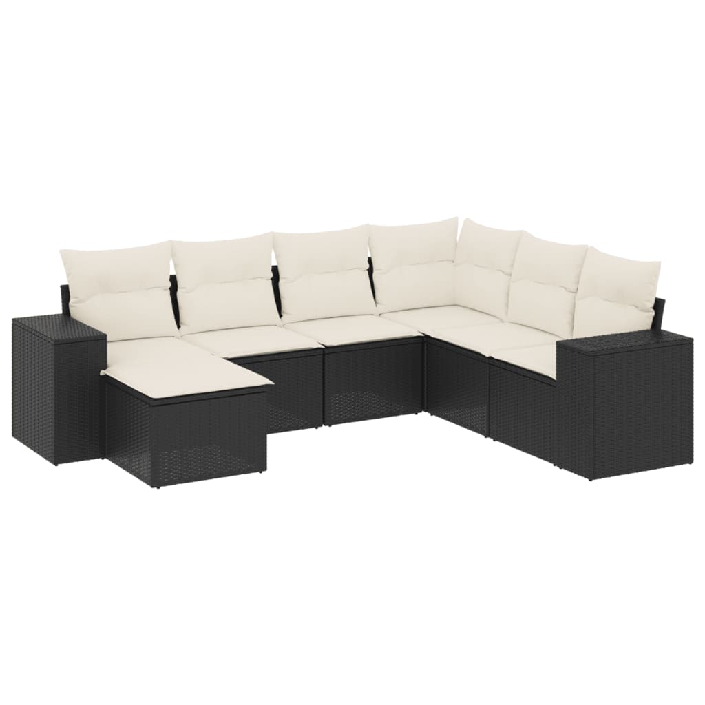 Set Divani da Giardino con Cuscini 7pz Nero Polyrattan 3255233