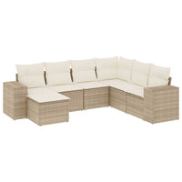 Set Divani da Giardino 7 pz con Cuscini Beige in Polyrattan 3255235