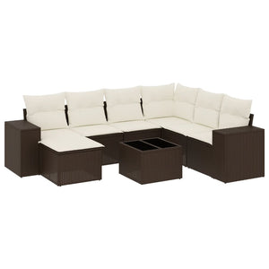 Set Divani da Giardino 8 pz con Cuscini Marrone in Polyrattan 3255250