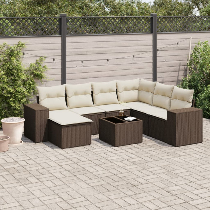 Set Divani da Giardino 8 pz con Cuscini Marrone in Polyrattan 3255250