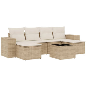 Set Divani da Giardino 7 pz con Cuscini Beige in Polyrattancod mxl 114493