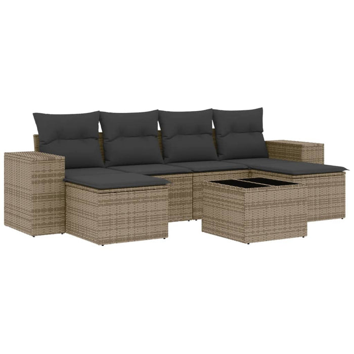 Set Divani da Giardino 7 pz con Cuscini Grigio in Polyrattan 3255267