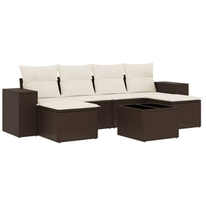 Set Divani da Giardino 7 pz con Cuscini Marrone in Polyrattan 3255270