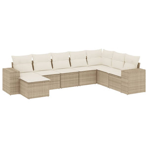 Set Divano da Giardino 8 pz con Cuscini Beige in Polyrattan 3255295