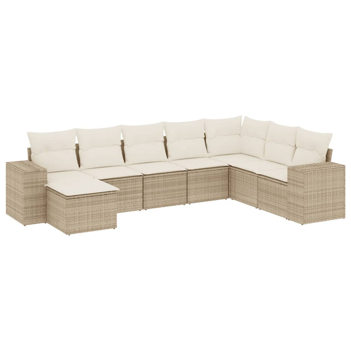 Set Divano da Giardino 8 pz con Cuscini Beige in Polyrattan 3255295