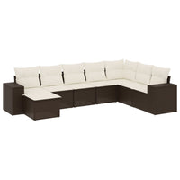 Set Divani da Giardino 8 pz con Cuscini Marrone in Polyrattan 3255300