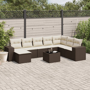 Set Divani da Giardino 9pz con Cuscini Marrone in Polyrattan 3255310