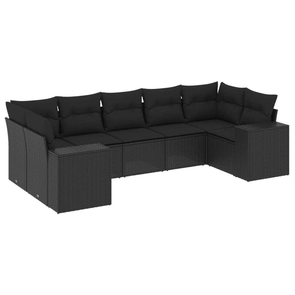 Set Divani da Giardino con Cuscini 7pz Nero Polyrattan 3255322