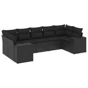 Set Divani da Giardino con Cuscini 7pz Nero Polyrattan 3255322