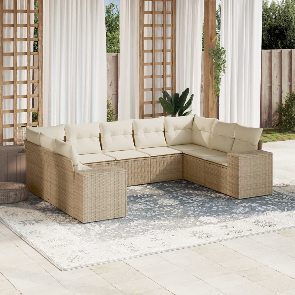Set Divano da Giardino 9 pz con Cuscini Beige in Polyrattancod mxl 89230