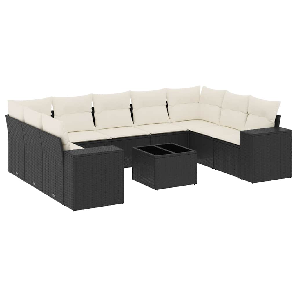 Set Divani da Giardino 10pz con Cuscini in Polyrattan Nerocod mxl 113204