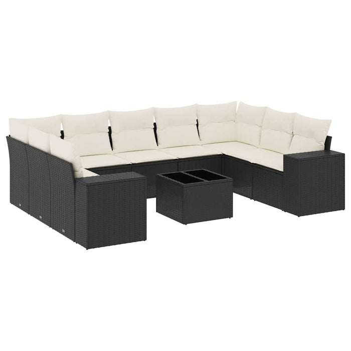Set Divani da Giardino 10pz con Cuscini in Polyrattan Nerocod mxl 113204