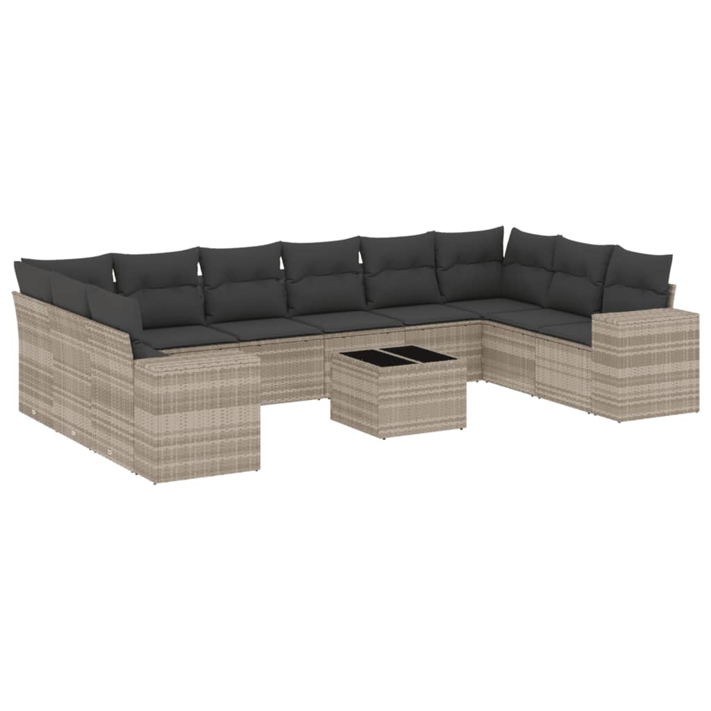 Set Divani da Giardino 11 pz con Cuscini in Polyrattan Grigio 3255419