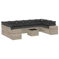 Set Divani da Giardino 11 pz con Cuscini in Polyrattan Grigio 3255419