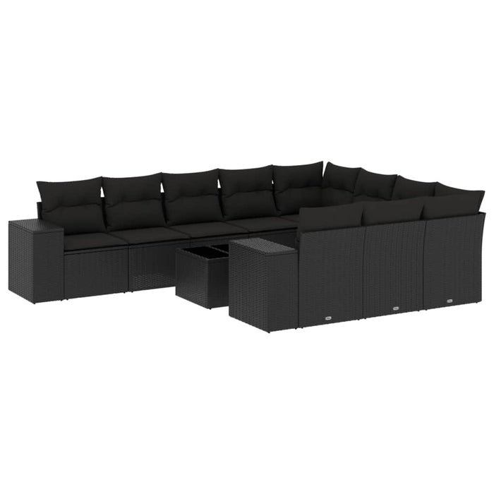 Set Divani da Giardino 11 pz con Cuscini in Polyrattan Nero 3255432