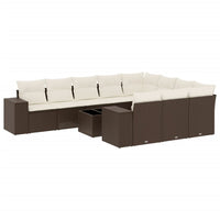 Set Divani da Giardino 11 pz con Cuscini Polyrattan Marrone 3255440