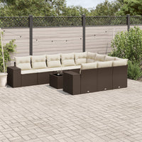 Set Divani da Giardino 11 pz con Cuscini Polyrattan Marrone 3255440