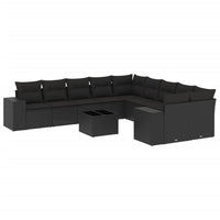 Set Divani da Giardino 11 pz con Cuscini in Polyrattan Nero 3255452