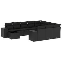Set Divani da Giardino 11 pz con Cuscini in Polyrattan Nero