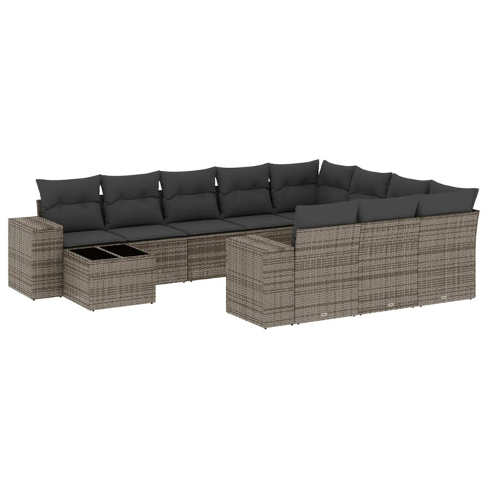 Set Divani da Giardino 11 pz con Cuscini in Polyrattan Grigio 3255467