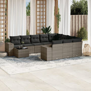 Set Divani da Giardino 11 pz con Cuscini in Polyrattan Grigio 3255467
