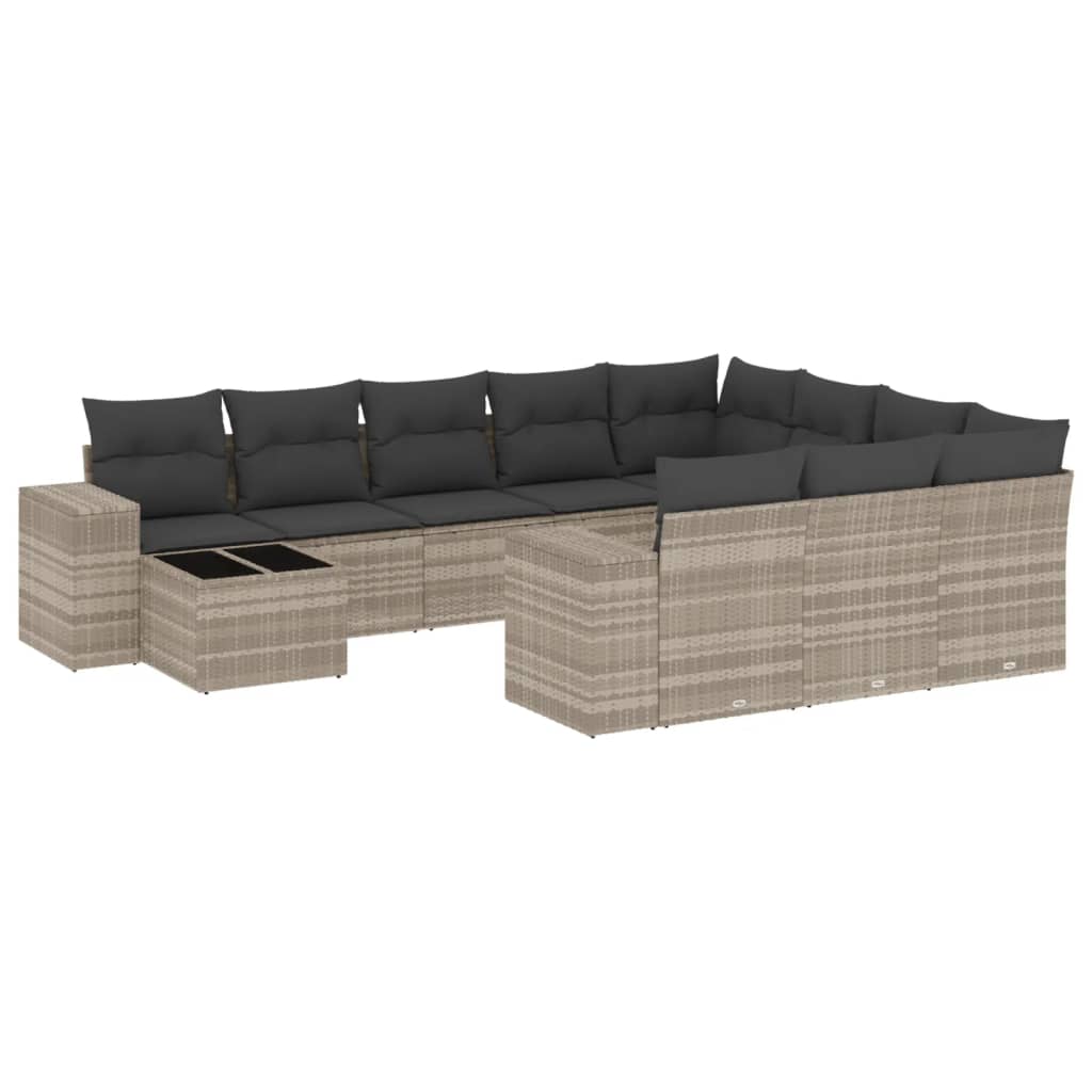 Set Divani da Giardino 11 pz con Cuscini in Polyrattan Grigio