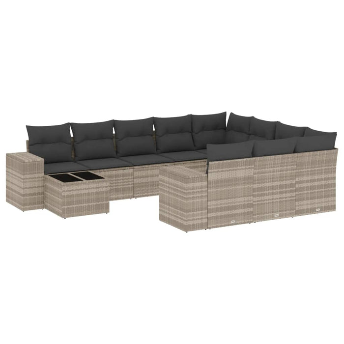 Set Divani da Giardino 11 pz con Cuscini in Polyrattan Grigio